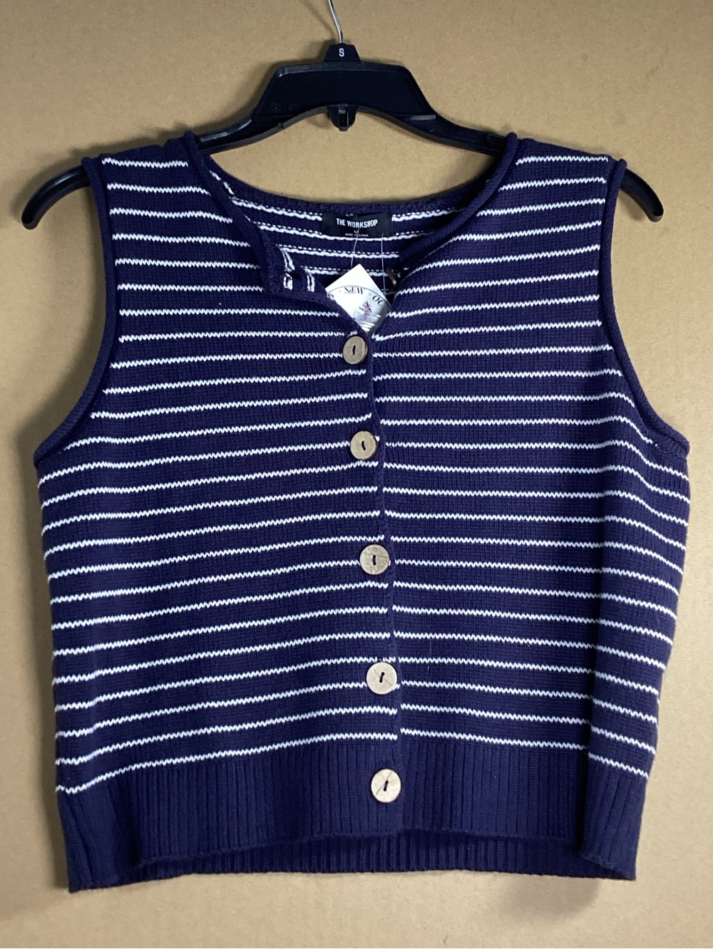 NWT Workshop Republic Clothing Navy and White Striped Button-Front Tank sz M